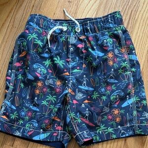 Gap Kids Navy Tropical Surf Print Swim Shorts size S